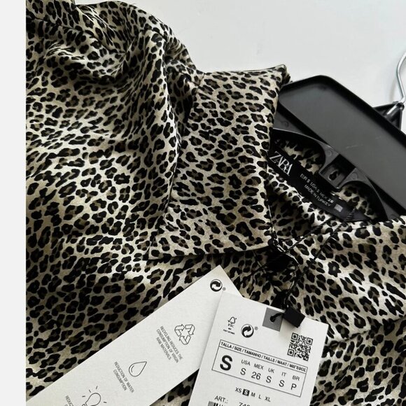 Zara  Leopard Animal Printed Long Shirt Top Woman Size S NEW WITH TAG! - Picture 5 of 9
